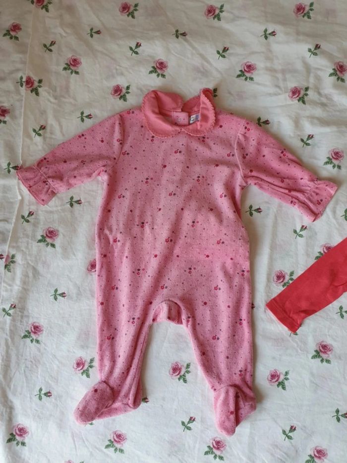 Lot bébé fille taille 3 mois pyjama grenouillère bodie rose - photo numéro 2