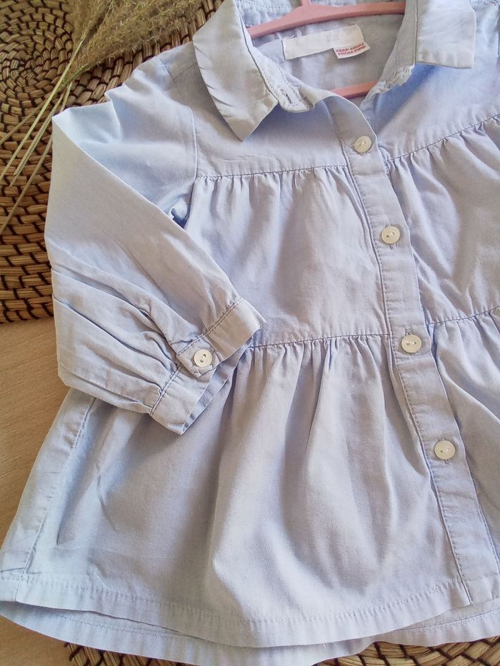Chemise bleu clair manches longues Zara taille 18/24 mois - photo numéro 3
