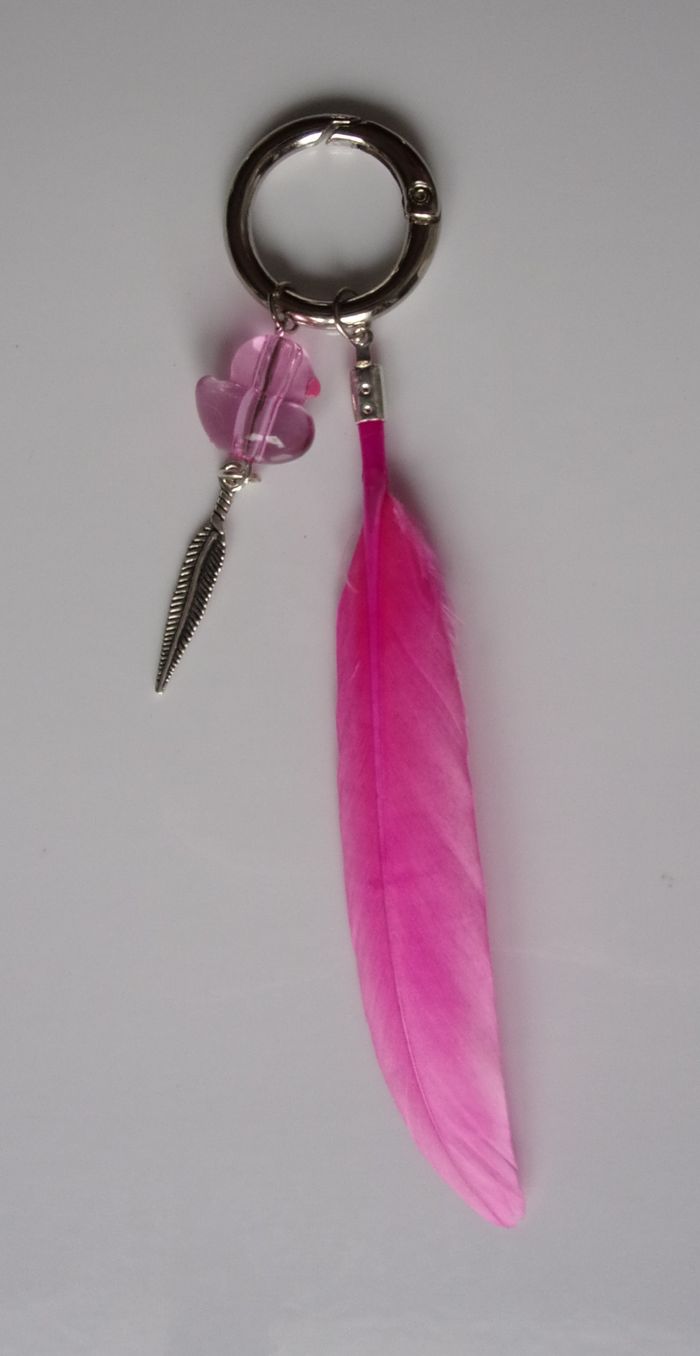 Déco de sac à main canard Rose Fuchsia plume fine