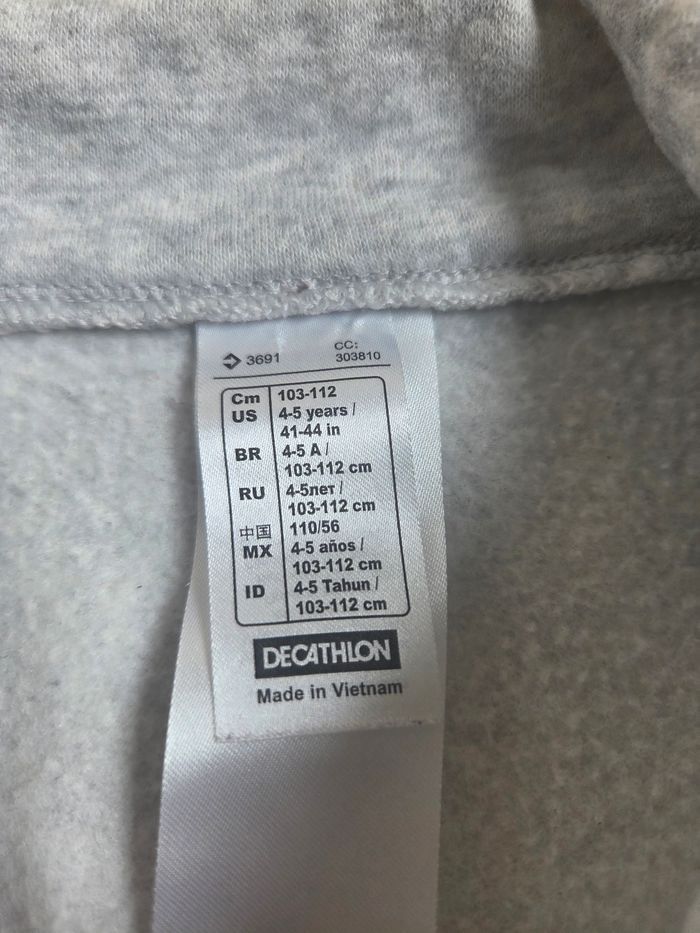 Veste mixte zippée Decathlon 4/5 ans (103-112 cm) - Molletonnée Gris Chiné - photo numéro 4