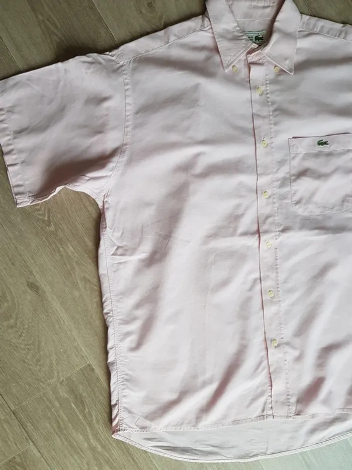 Chemise Lacoste manches courtes rose clair taille 41 - photo numéro 3
