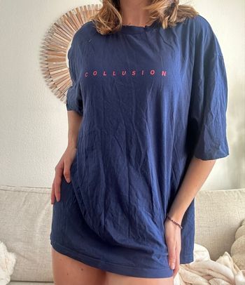 T-shirt oversize collusion bleu et rose