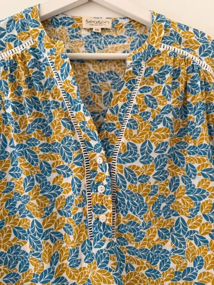Superbe blouse neuve fluide fleurie en coton et viscose Season neuve 🌸 44 XXL - photo numéro 7