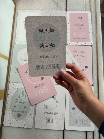 12 cartes étapes - photos mois - naissance bébé - cadeau