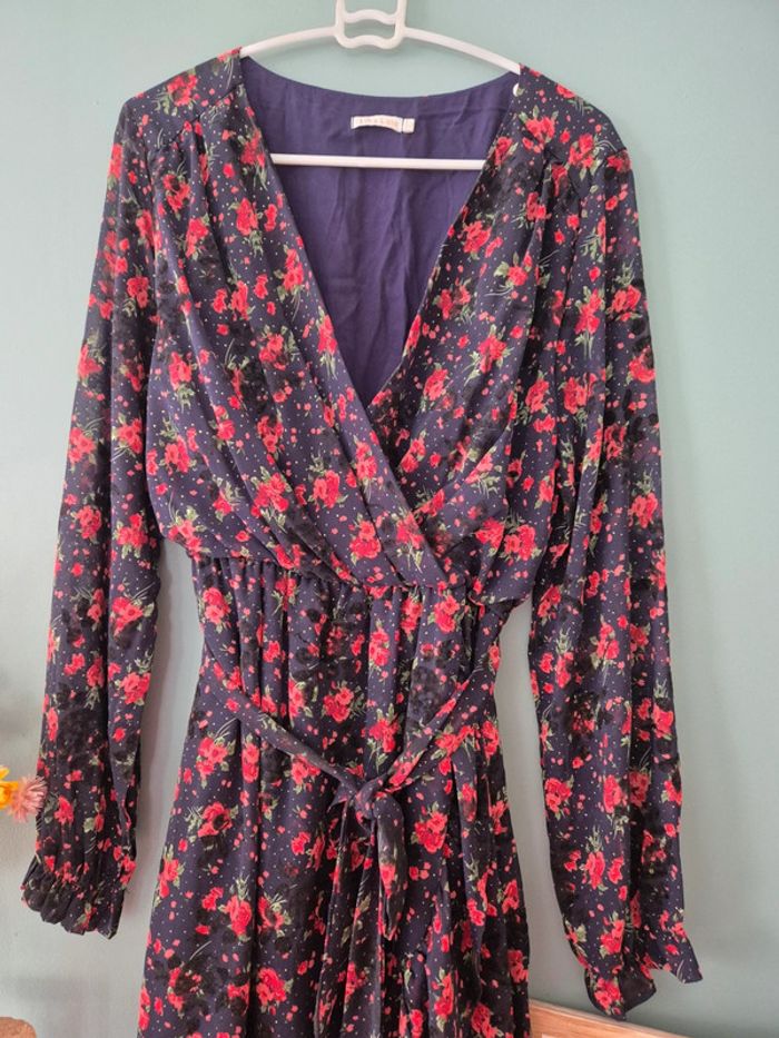 Robe bleu marine et rouge, manches longues, lili et lala taille 40 - photo numéro 4