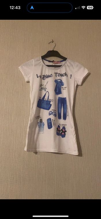 T-shirt lpc bleu et blanc 14 ans