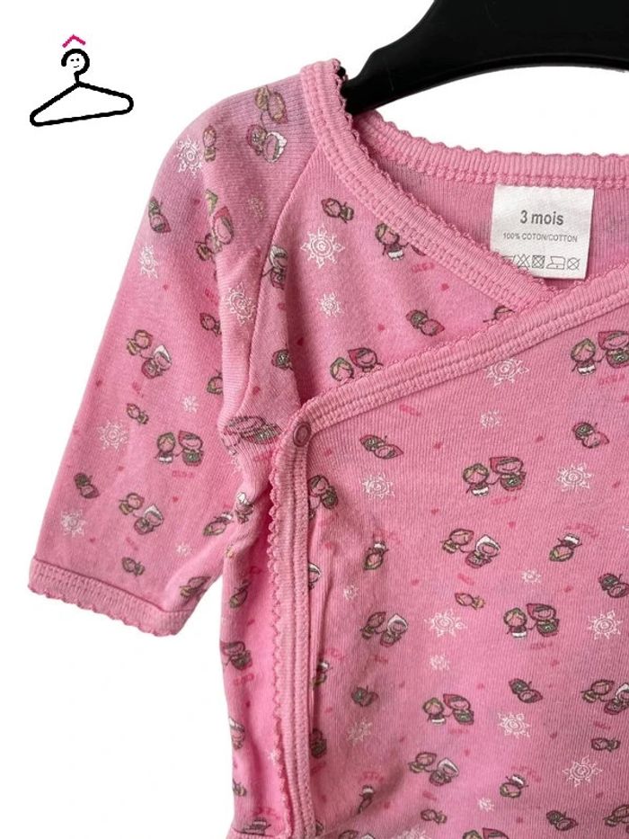 LOT de 3 bodies croisés à manches longues roses - bébé fille 3 mois - photo numéro 8