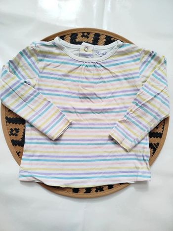T-shirt manches longues 24 mois fille Kimbaloo couleurs joyeuses rayures