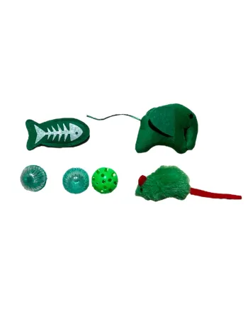Set de Jouets pour Chat – 6 Pièces – Vert Neuf