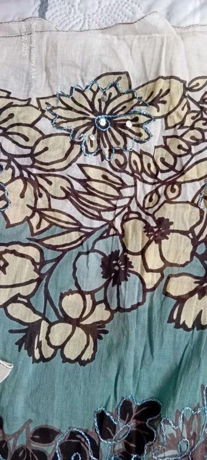 Robe tunique estivale semitransparente motif floral avec sequins multicolore femme XL - photo numéro 17