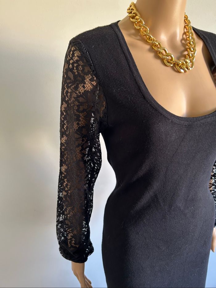 Robe pull noire neuve avec dentelle Morgan taille M (valeur 60€) - photo numéro 4