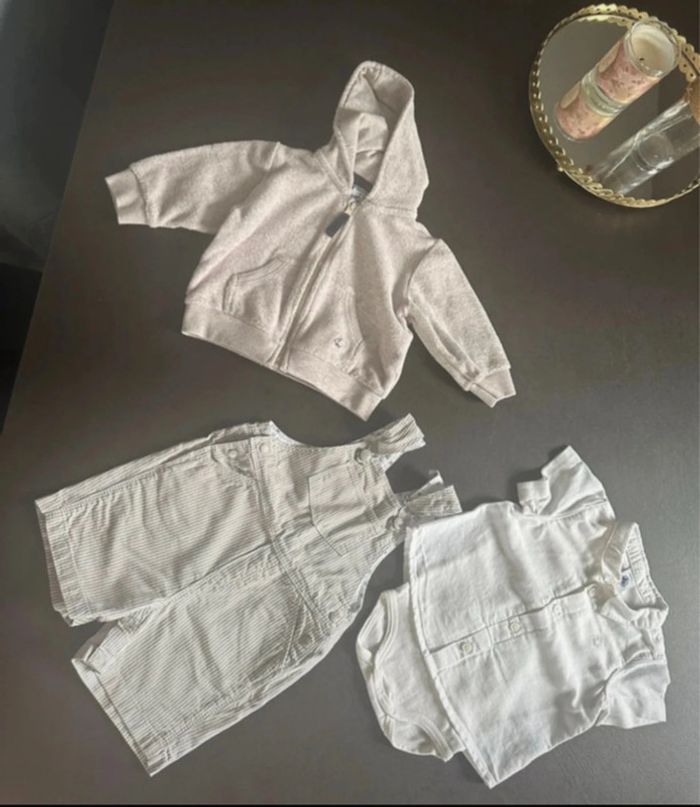 Ensemble body salopette garçon Petit Bateau 6 mois