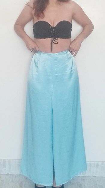Pantalon satin large palazzo fluide taille 36