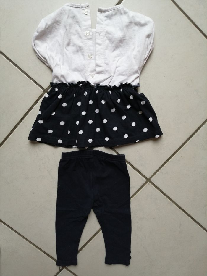 Ensemble fille 12 mois Kiabi bleu marine et blanc lapin - photo numéro 2