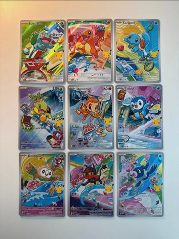 Lot Complet 9 Cartes Starters AR - Célébration 30 Ans Pokémon (Série 1) NM
