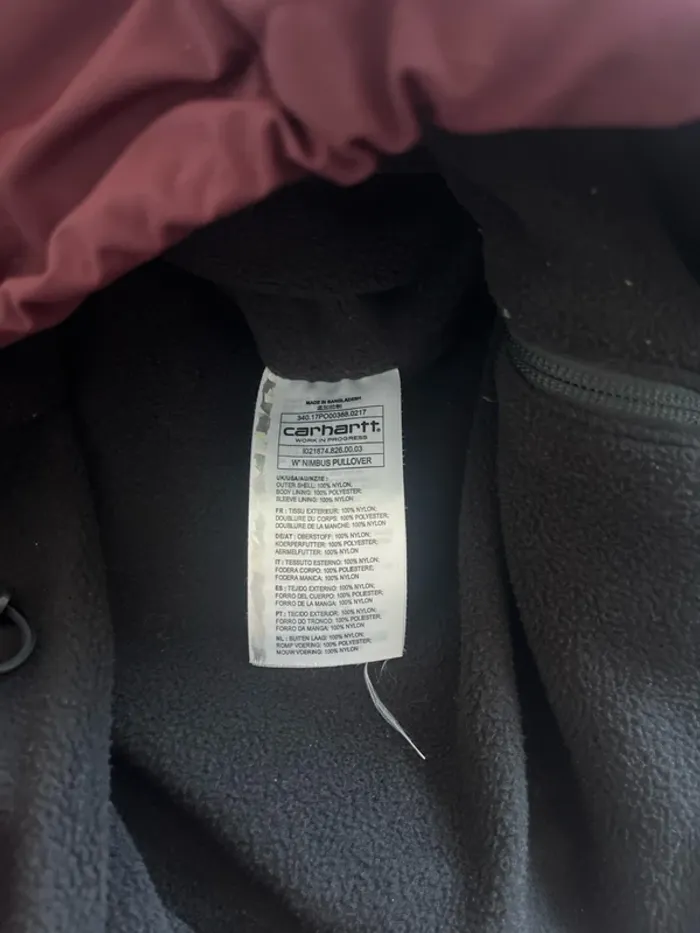 Carhartt Nimbus Pullover | Veste bordeaux Anorak Homme - photo numéro 7