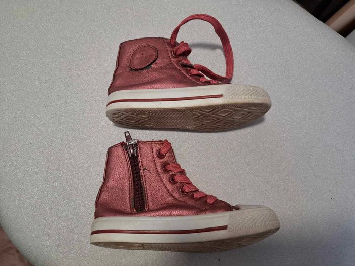 Jolies baskets montantes fille 25 Naf Naf rose pailleté à lacets et zip bon état - photo numéro 5