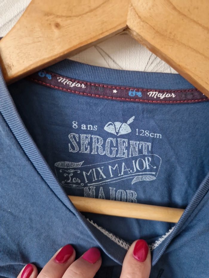 Joli tee-shirt manches courtes bleu sergent major - photo numéro 3