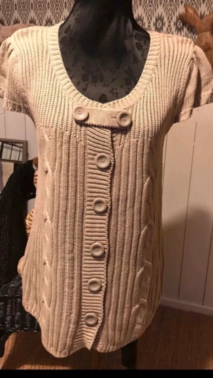Gilet ou pull en laine écru, taille XL - photo numéro 2
