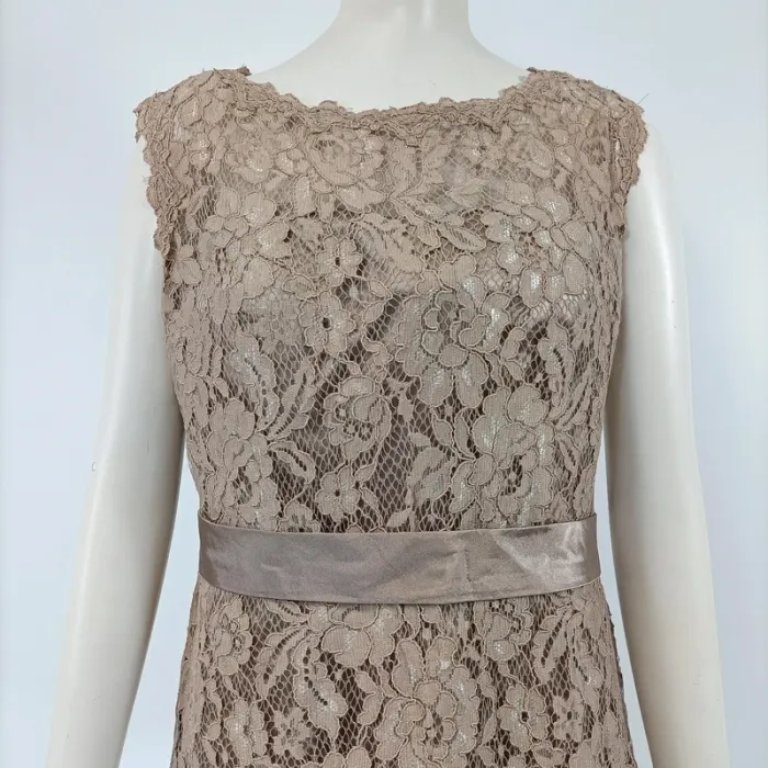 Robe de soirée semi transparente, motifs floraux, beige, été, cérémonie A058 - photo numéro 8