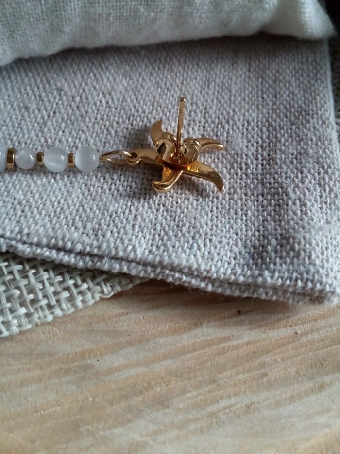 Boucles d'oreilles bohèmes étoiles de mer et pierres naturelles - photo numéro 5