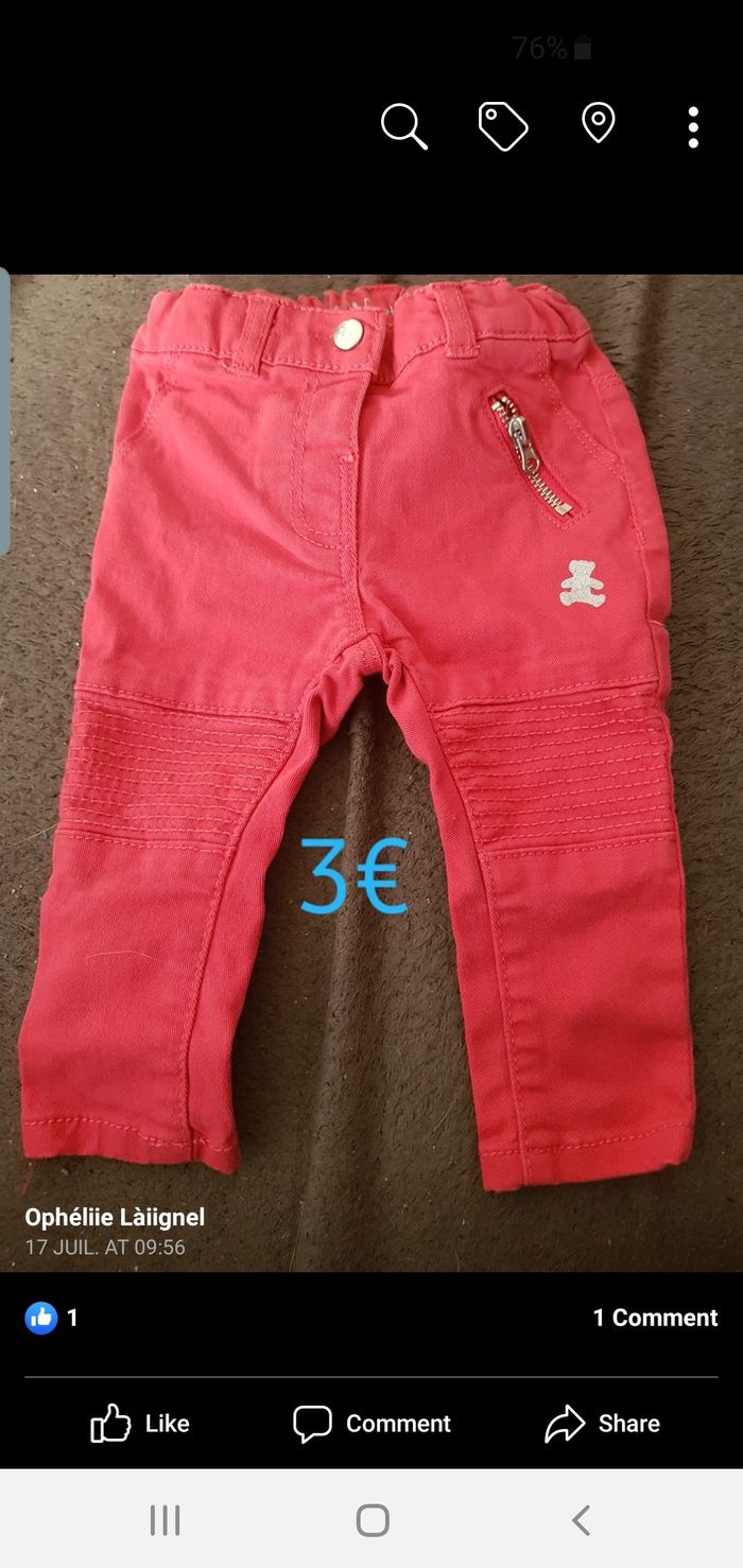 Pantalon rouge 6mois