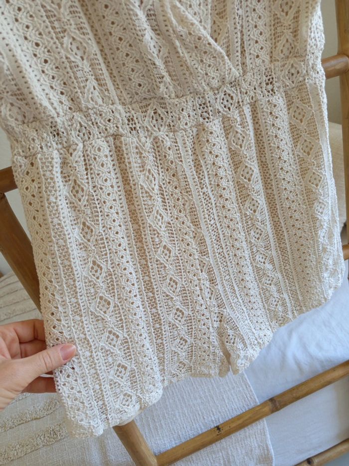 Combishort en dentelle beige crème Jasmine taille S / M - photo numéro 4