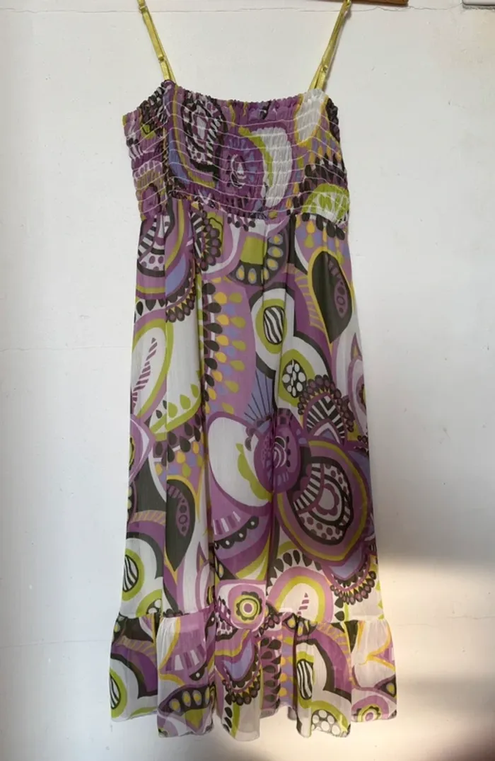 Robe fines bretelles violette et verte - photo numéro 2