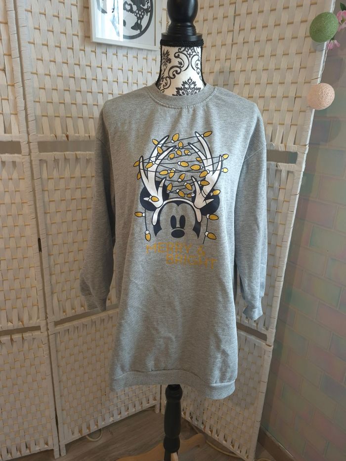 Jolie robe pull Disney Mickey de noël "Merry & Bright" gris - TM / 38/ 40