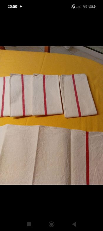 5 torchons anciens  neufs - toile épaisse - Ecru - 86cmX53cm