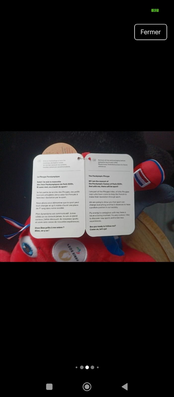 Lot de 3 Mascottes Phryges Paralympiques JO Paris 2024 Neuves Officielles - photo numéro 6