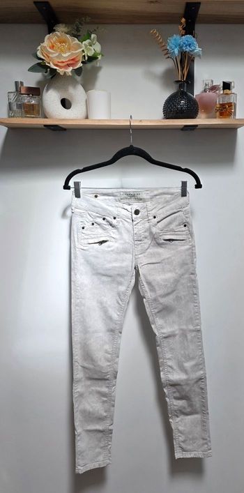 CORLEONE Jean Slim Gris Clair Chiné Pantalon Femme Denim Stretch Taille 25 34/36