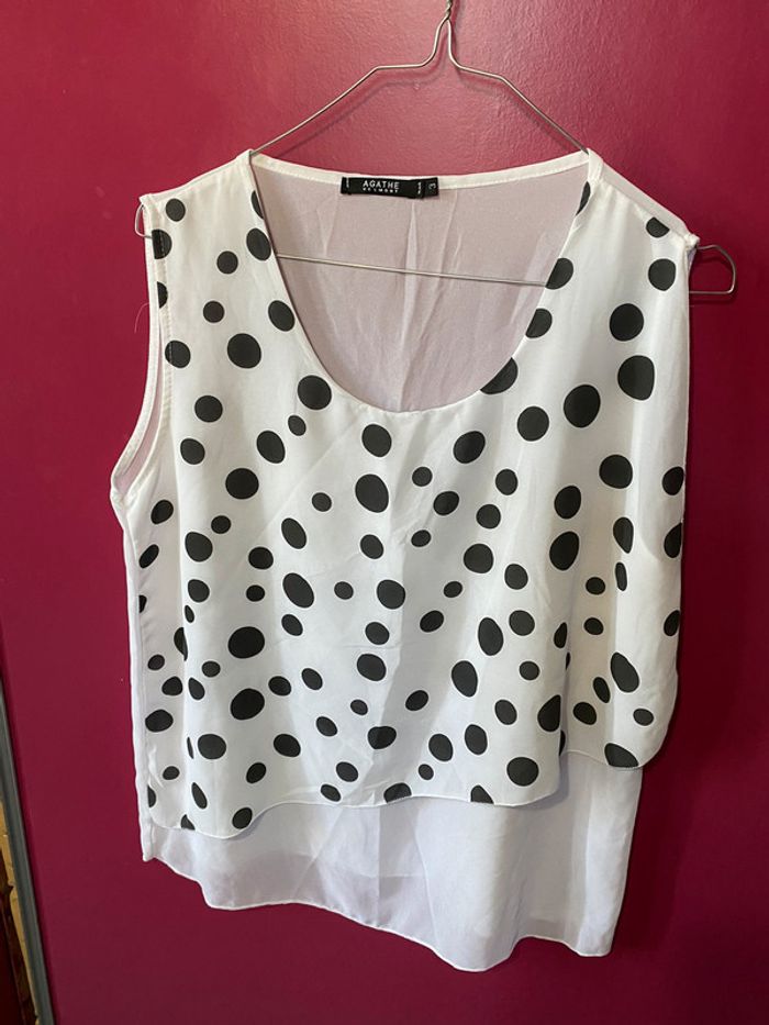 Haut à pois noir et blanc