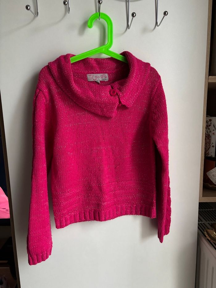 Lot deux pulls chaud fille 10 ans rose et bleu marine Kiabi - photo numéro 4