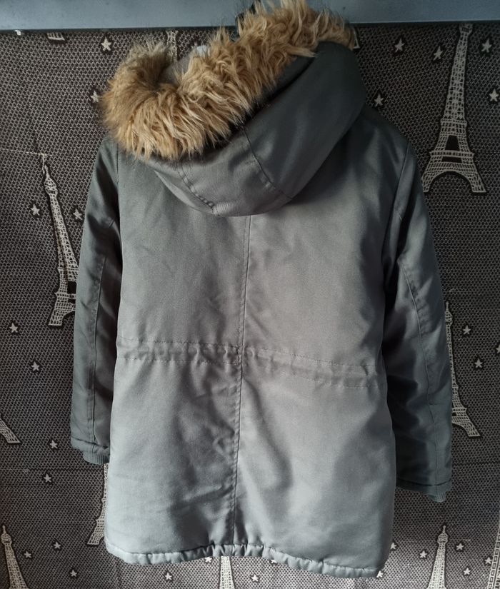 Parka déperlante kaki à capuche intérieur fausse fourrure 12ans très doux et chaud - photo numéro 7