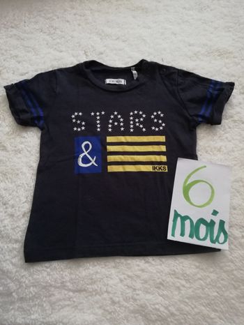 Tee shirt garçon 6 mois ikks stars bleu marine