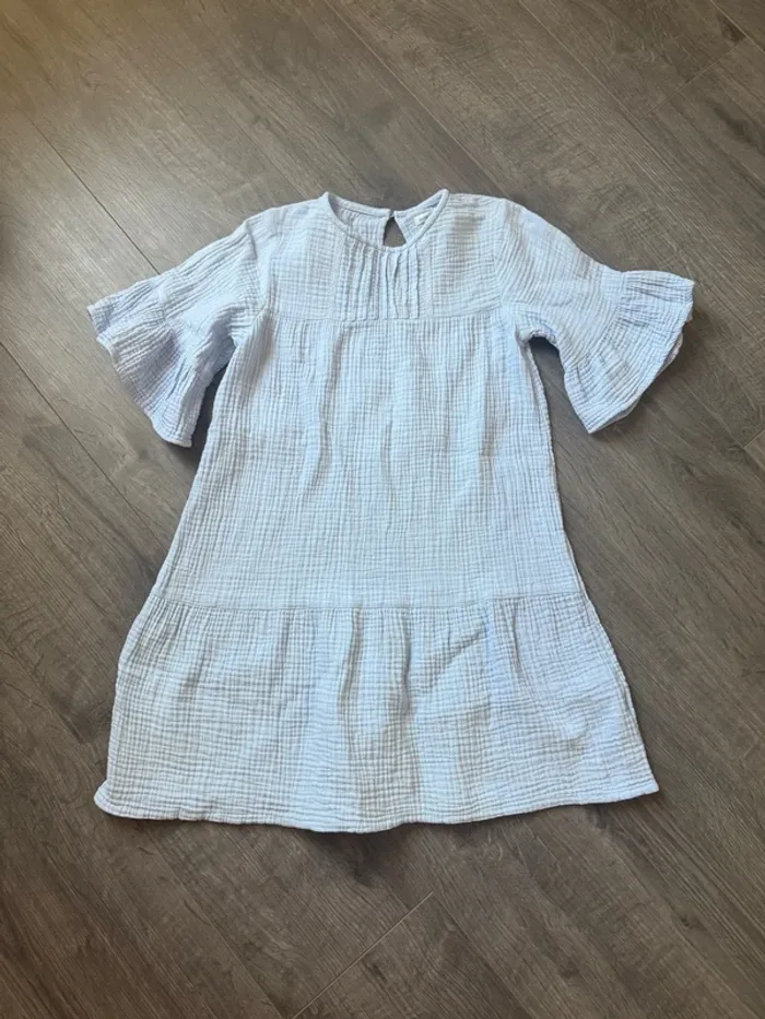 Superbe robe bleu en coton style année 70
