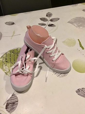 Basket femme en toile rose clair taille 36