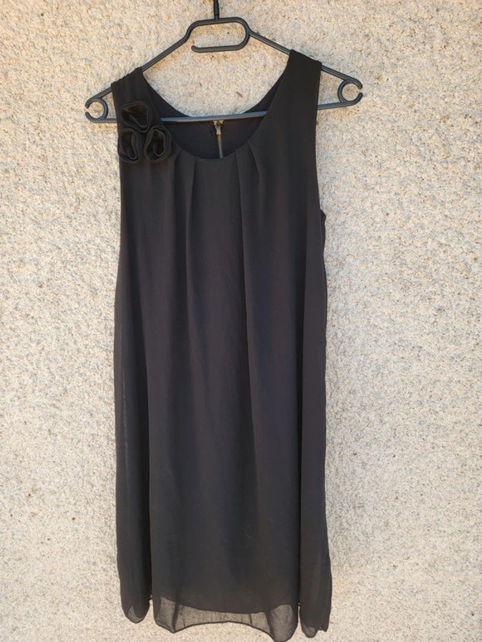 Robe longue tunique noir de fête old Money élégante