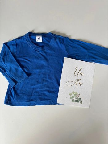 T-shirt manches longues bleu Petit Bateau 12 mois