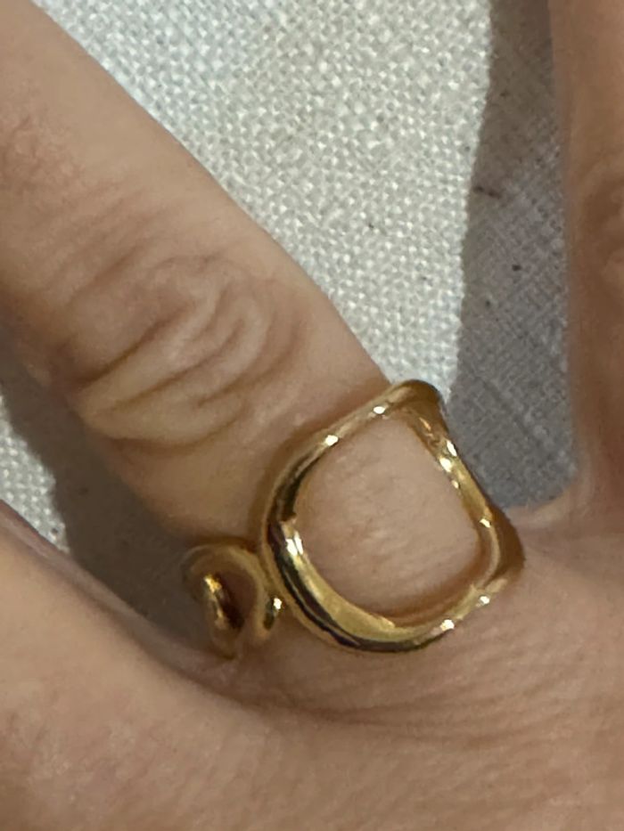 Bague mi jonc mi chaîne épaisse carré acier inoxydable or réglable - photo numéro 7