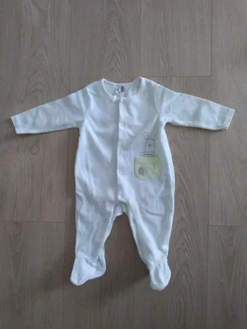 Dors-bien pyjama velours blanc mixte Orchestra 6 mois