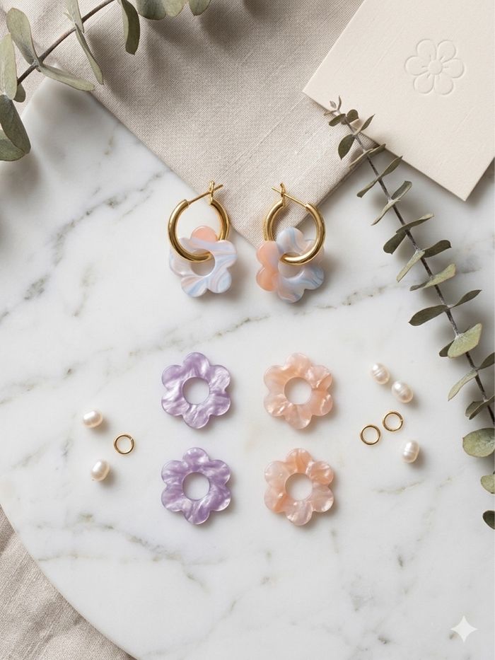 Boucles d'oreilles Créoles Fleurs - Style Rétro/Y2K