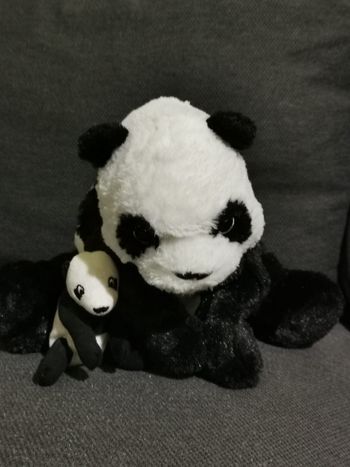 Peluche panda maman er bébé