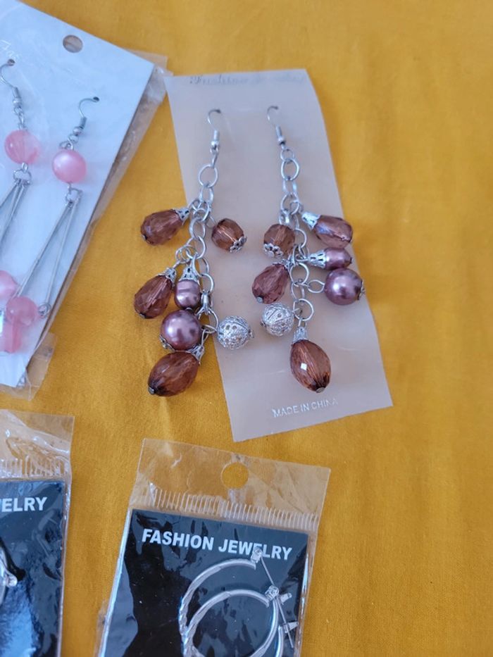 Lot paire de boule d'oreilles percé perles pendentif créole - photo numéro 3