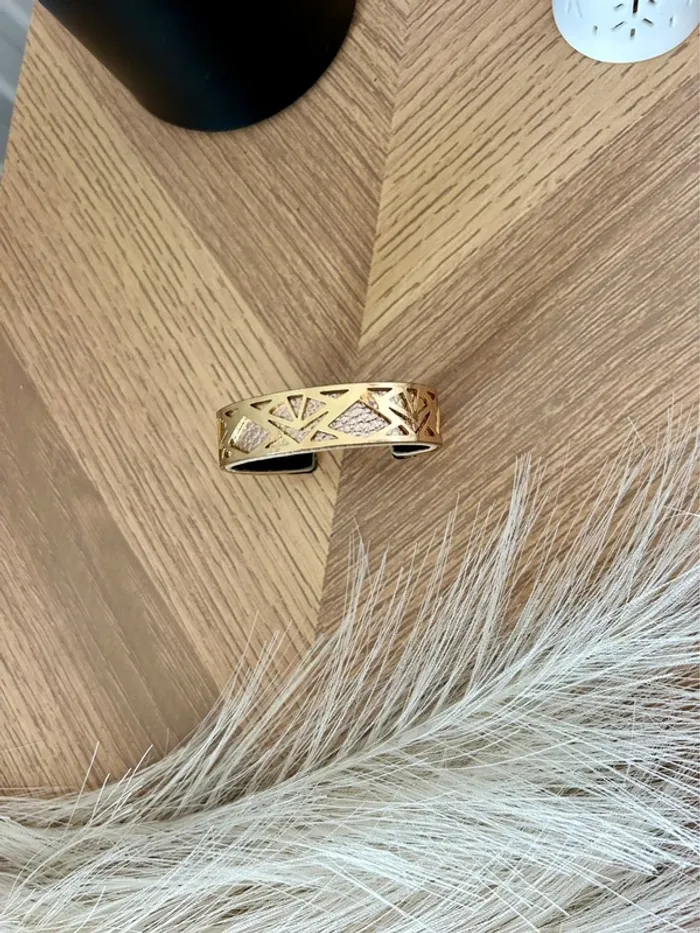 Superbe manchette dorée avec lien en simili cuir réversible - photo numéro 8