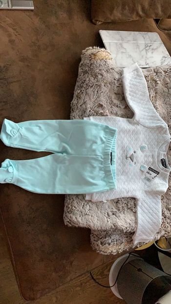 Ensemble bébé 6 mois 68 cm ours bleu gris