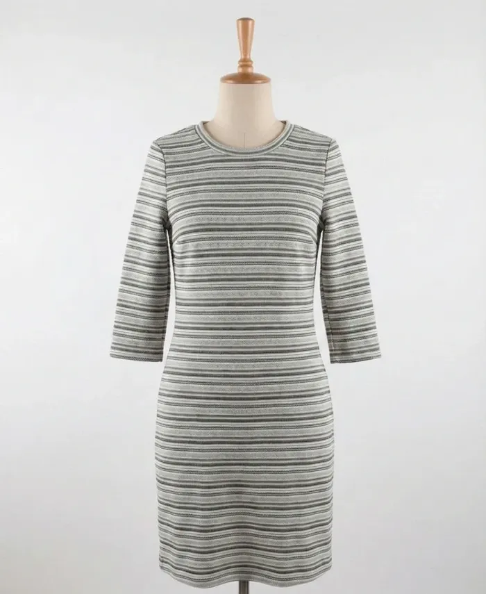 Robe droite rayée grise & blanche - C&A Yessica Taille XS (34)