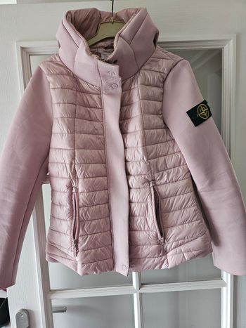 Doudoune courte rose capuche demi saison 