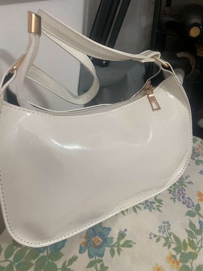🌷🌷Sac À Bandoulière Brillant  blanc Sac À La Mode,  En Cuir synthétique Verni, - photo numéro 6